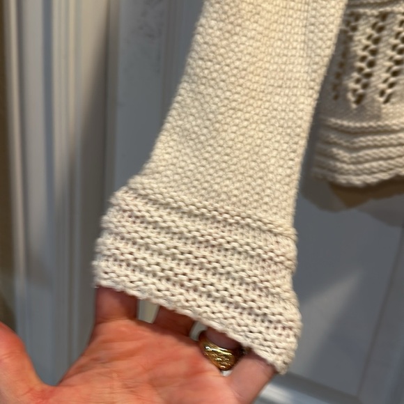 27 Miles Malibu Cream Open Knit Hooded Sweater XS - Picture 5 of 8
